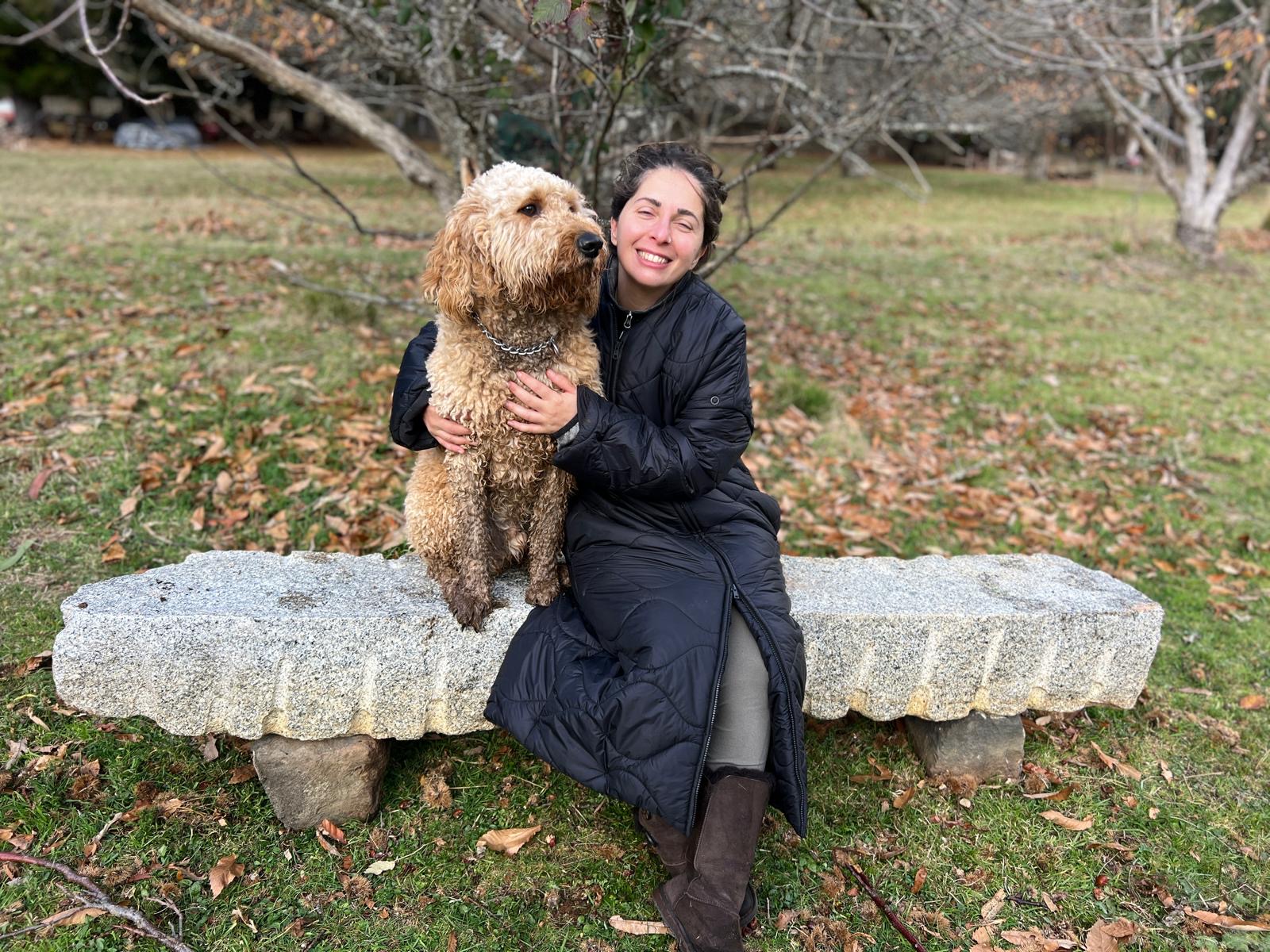 lady and dog smiling